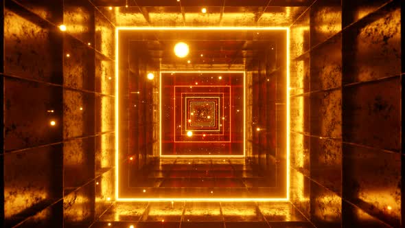 Seamless Loop Motion Graphics Of Flying Into Square Red Tunnel