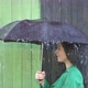 Heavy Rain pours on Girl Sheltered under Umbrella - VideoHive Item for Sale
