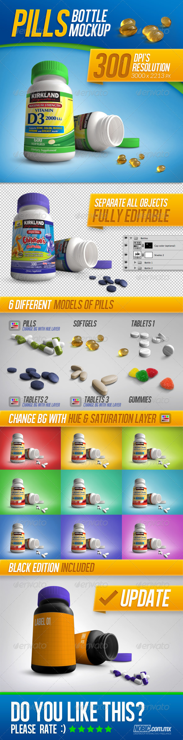 Tablets, Vitamins and Pills Bottle Mockup - Miscellaneous Packaging