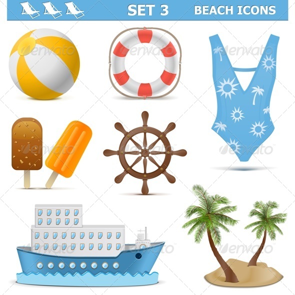 Beach Icons Set 3 - Travel Conceptual