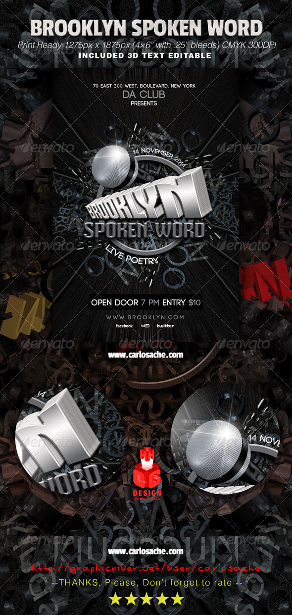 Brooklyn Spoken Word Flyer - Clubs & Parties Events