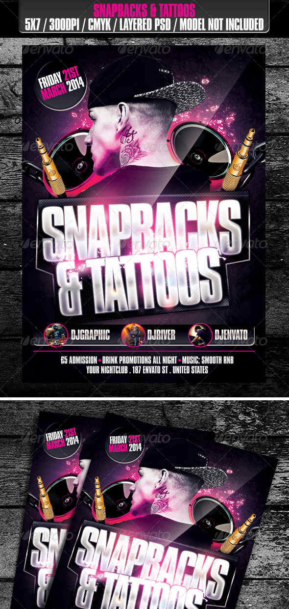 Snapbacks & Tattoos Club Flyer - Clubs & Parties Events