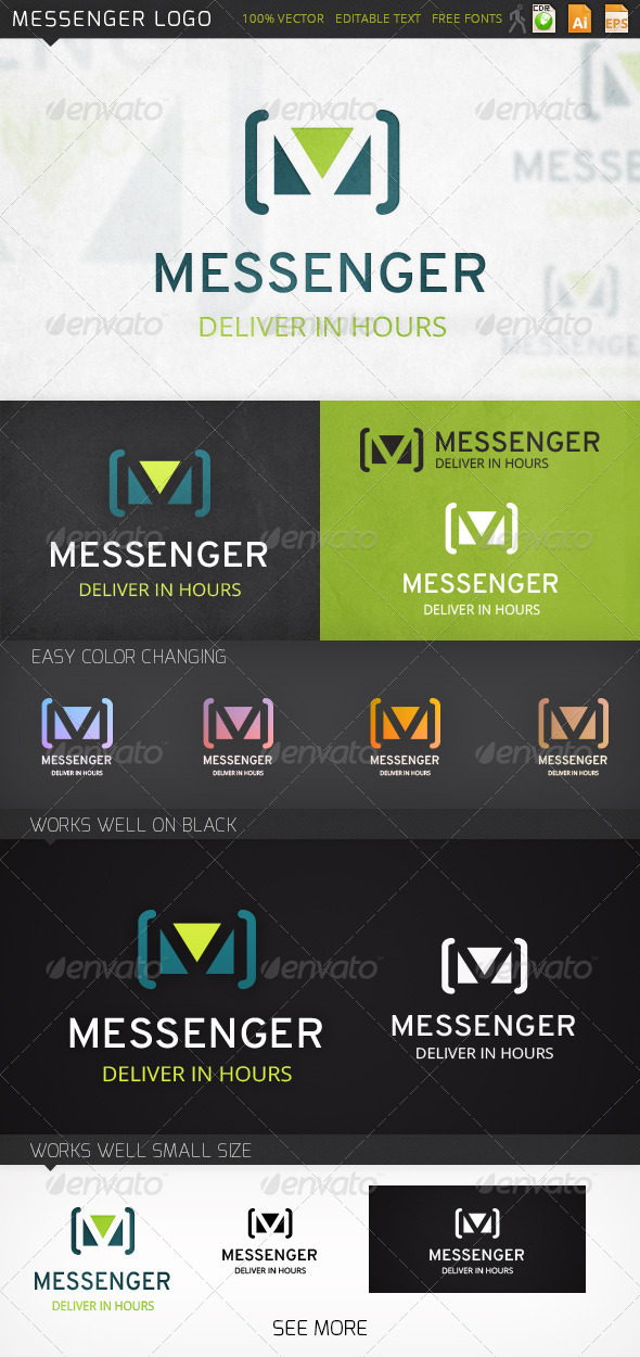 Messenger Letter M Logo Template - Letters Logo Templates