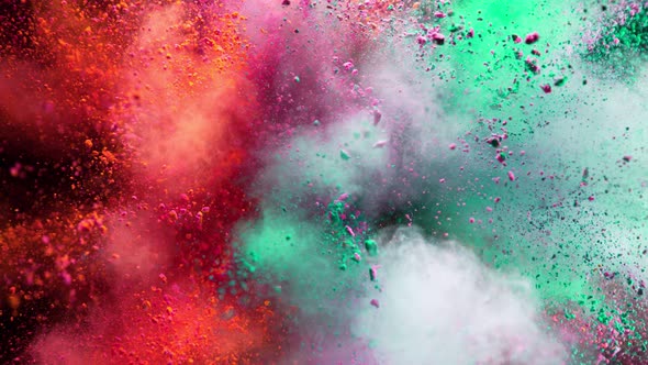 Super Slow Motion Shot of Color Powder Explosion Isolated on Black Background at 1000Fps alt