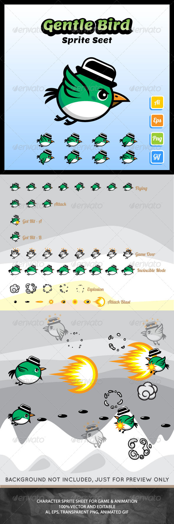 Gentle Bird Sprite Sheet - Sprites Game Assets