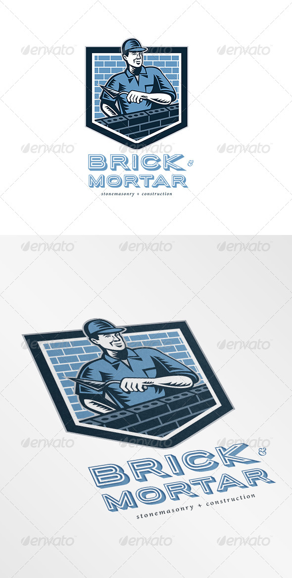 Brick and Mortar Stone Masonry and Construction Lo - Humans Logo Templates