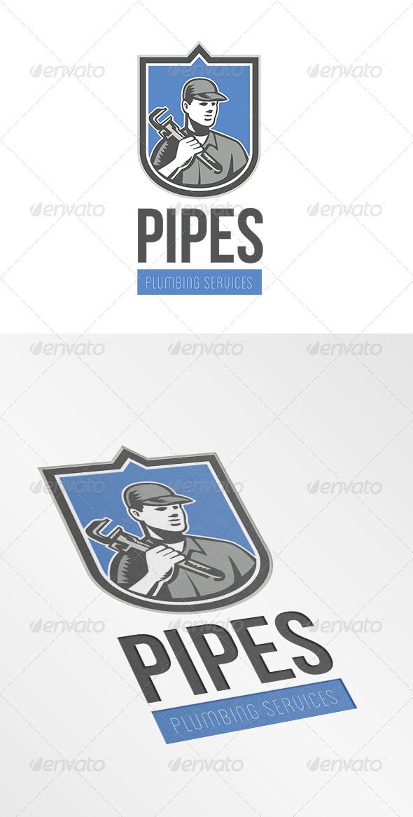 Pipes Plumbing Services Logo - Humans Logo Templates