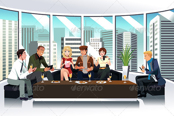 People in a Lounge Using Electronic Gadgets - Business Conceptual