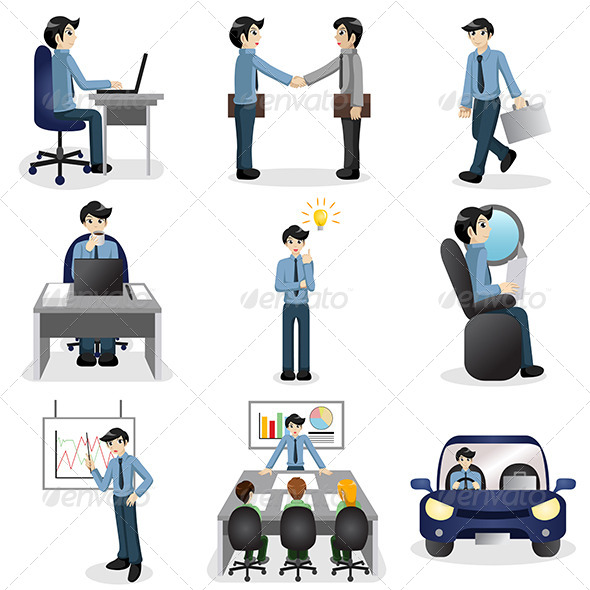 Small Business People Icons in Different Situations - Business Conceptual