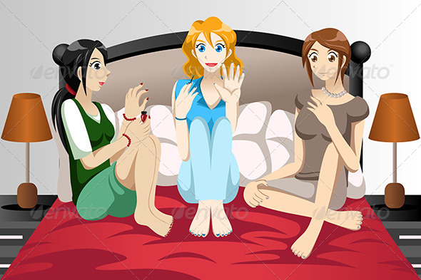 Teenagers Doing Pedicures - People Characters