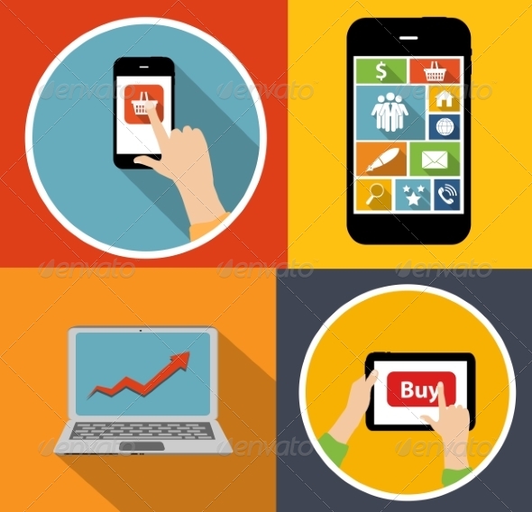 Online Shopping Flat Concept - Web Technology