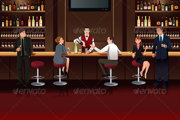 Business People in a Bar - Business Conceptual