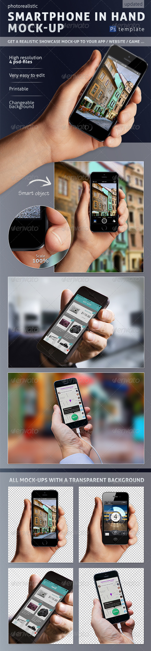 Mobile Phone in Hand Mock-up - Mobile Displays
