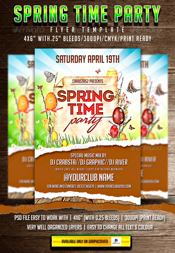 Spring Time Party Flyer Template - Clubs & Parties Events
