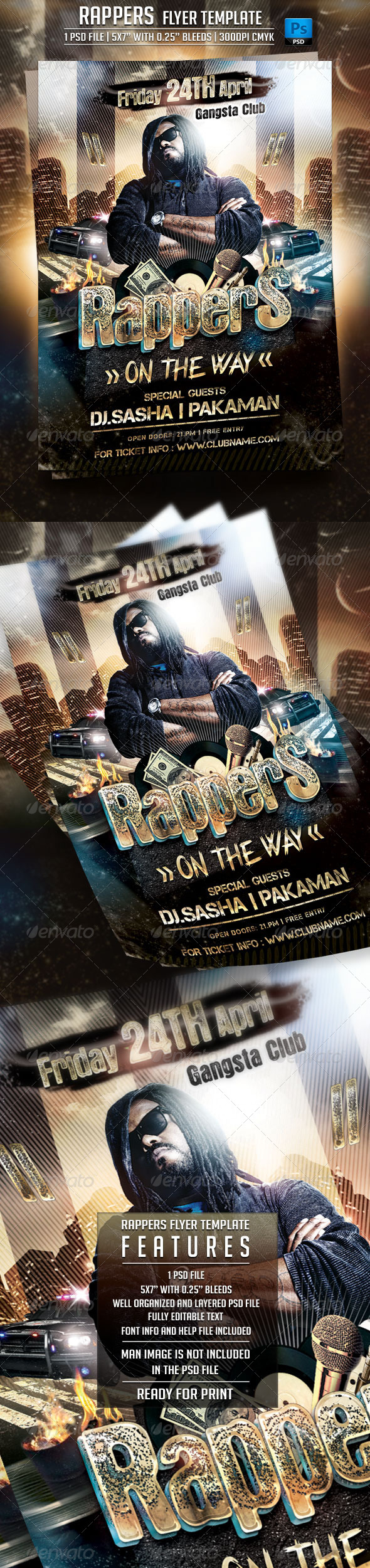 Rappers Flyer Template - Clubs & Parties Events