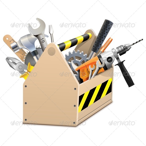 Wooden Box with Tools - Industries Business