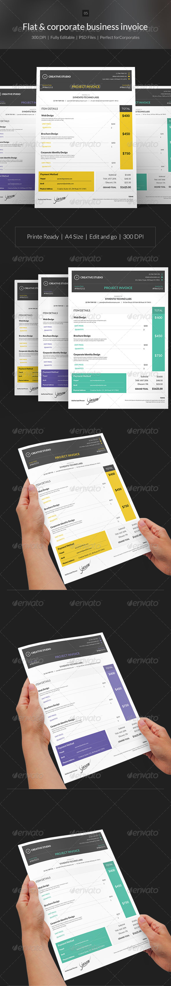 Flat & Corporate Business Invoice - 05 - Proposals & Invoices Stationery