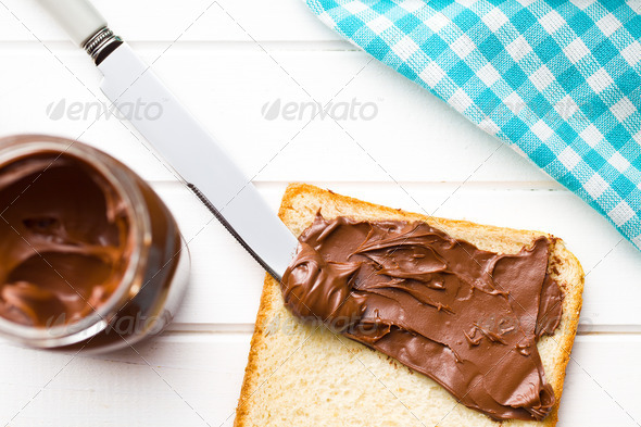 chocolate spread with bread - Stock Photo - Images