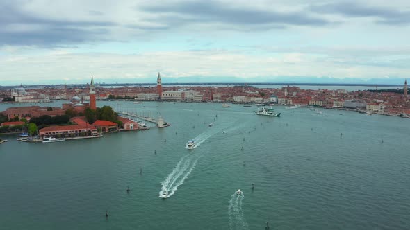 Panorama Photo of San Giorgio Maggiore Island in the Middle of Venetian Lagoon alt