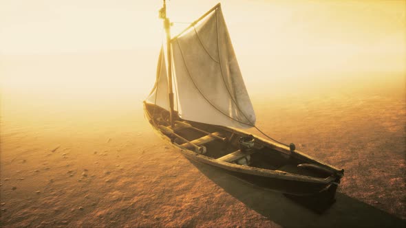 Fishing or Fisherman Boat Abandoned in Desert alt