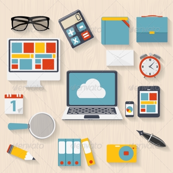 Modern Flat Icon Set for Web and Mobile Application - Web Technology