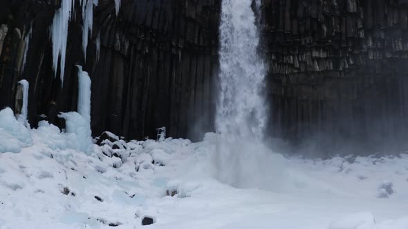 Iceland Winter View Of Lava Columns At Svartifoss Waterfalls 2