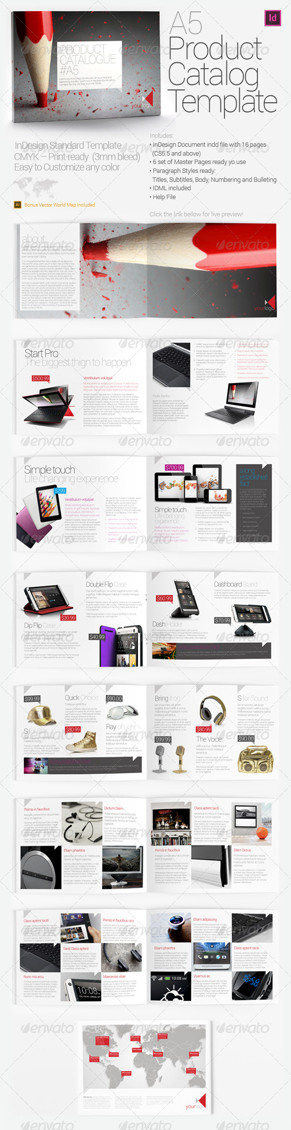A5 Product Catalog Template - Brochures Print Templates