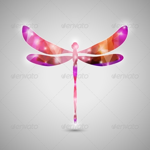 Abstract Colorful Dragonfly Icon - Decorative Symbols Decorative