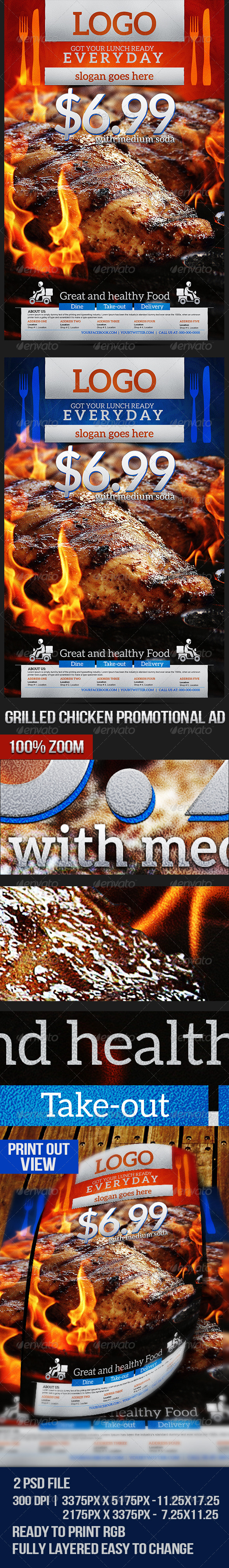 Grilled Chicken Promotional Flyer - Restaurant Flyers