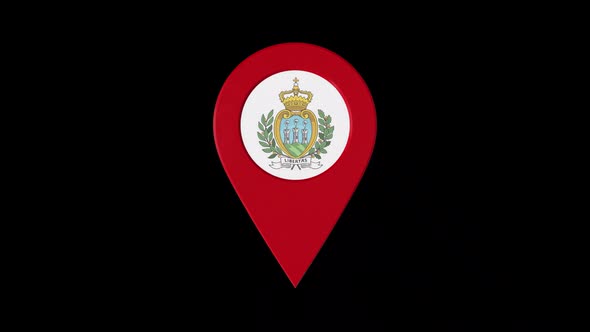 3D Rotating Pin Icon Animation With San Marino Coat Of Arms  Alpha Channel 2K alt