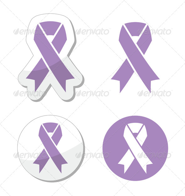 Lavender Ribbon - General Cancer Awareness - Health/Medicine Conceptual
