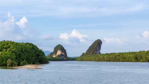 Khao Khanab Nam mountain and river, Krabi city landmark, Thailand - Time Lapse