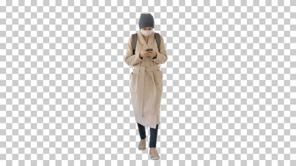 Woman Dressed in A Coat Wearing Medical, Alpha Channel alt