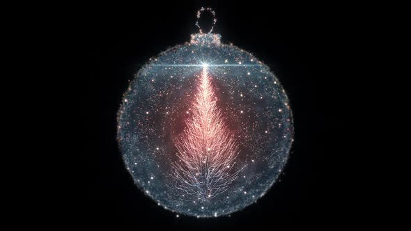 Isolated Christmas Ball Bauble Ornament with Orange Fir Tree loop HD