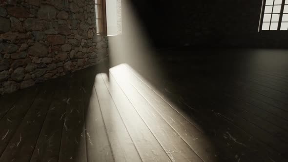 Empty Medieval Room With Light Rays