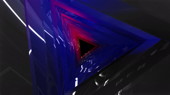 Abstract Triangular Tunnel Illuminated By Colored Lights alt