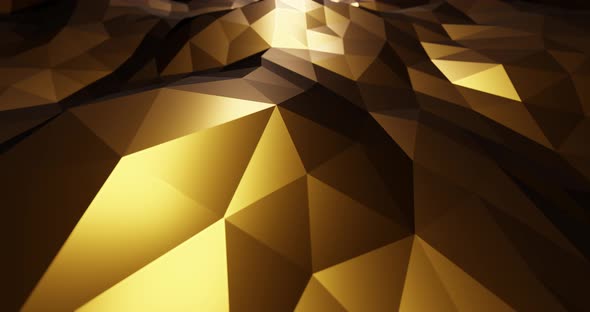 3d Animation of Gold Abstract Geometric Background