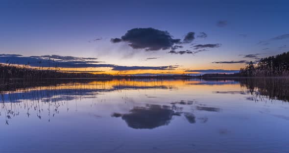 Calm Lake Water in the Evening Blue Hour