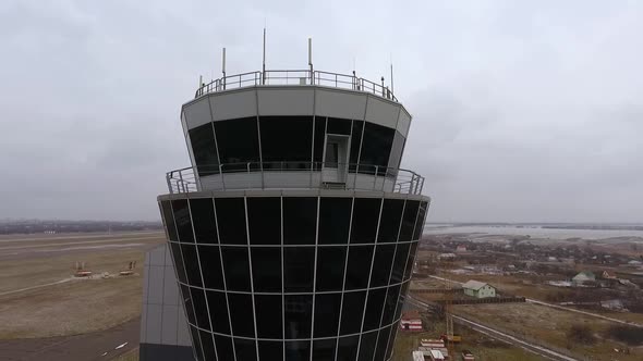 Flights Management Air Control Tower in Airport alt