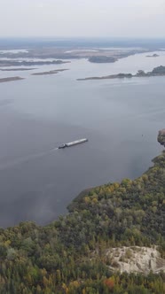 Vertical Video Aerial View of the Dnipro River  the Main River of Ukraine alt