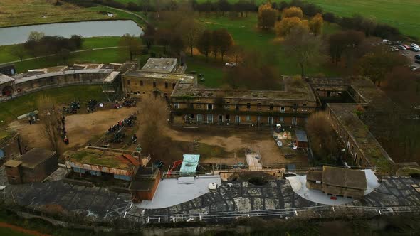 Ariel view of the Coalhouse Fort in  Essex, England. A 1860s artillery fort built to protect the low alt