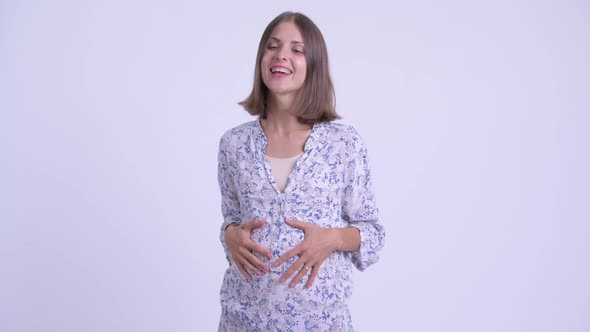 Happy Young Pregnant Woman Being Interviewed, Stock Footage | VideoHive