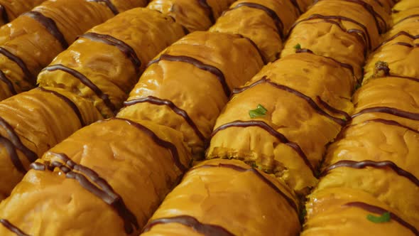 Baklava Traditional Turkish Dessert Served on a Tray