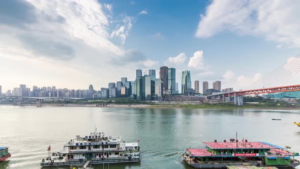 Time lapse of Modern metropolis skyline , Chongqing, China alt