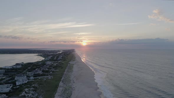 Aerial of Sunset Over Westhampton Beach and Houses on Dune Rd alt