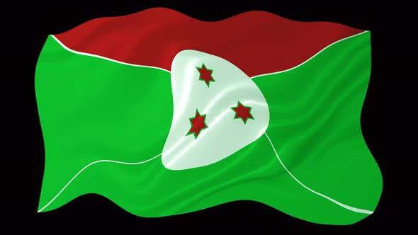 Burundi Flag Waving Animated Black Background