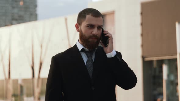 Portrait of beard businessman outdoors alt