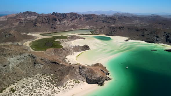 View of Balandra beach and mangrove in mexico alt