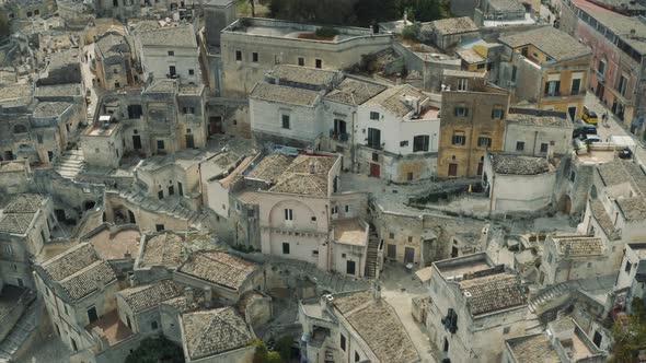 Drone shot over the Sassi of Matera, Italy 4K