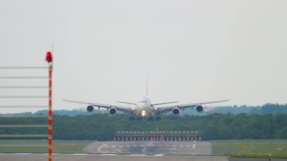 Huge Airplane Landing Front View